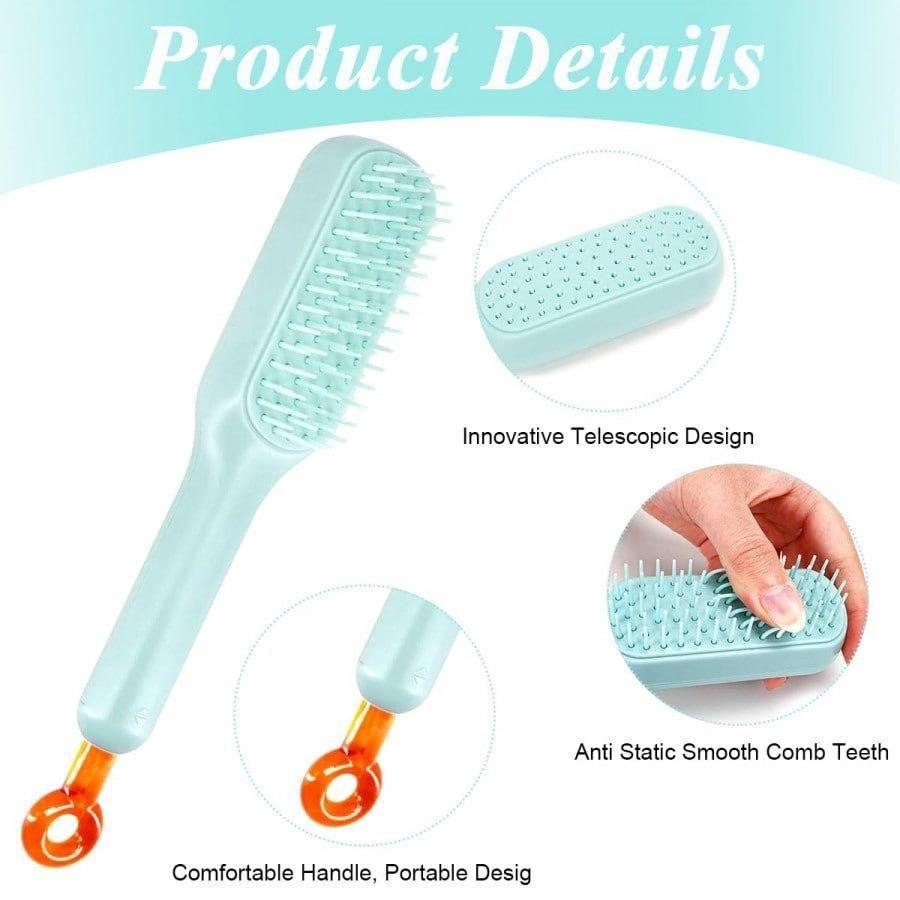 Self-Cleaning Anti-Static Massage Hair Comb for Adults & Kids | Random Color | Pack of 1