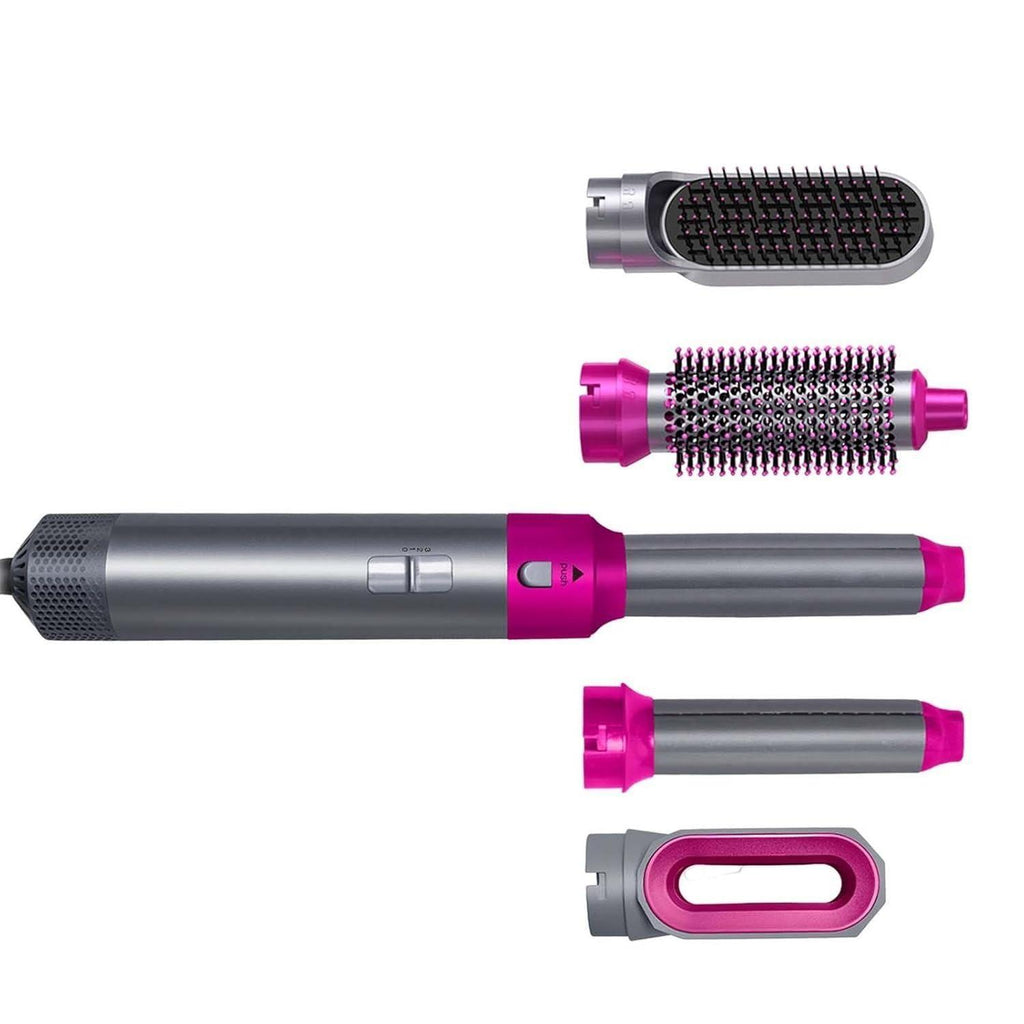 LuxeAir Pro™ Grey & Pink 5-in-1 Hair Styler & Hot Air Brush Dryer