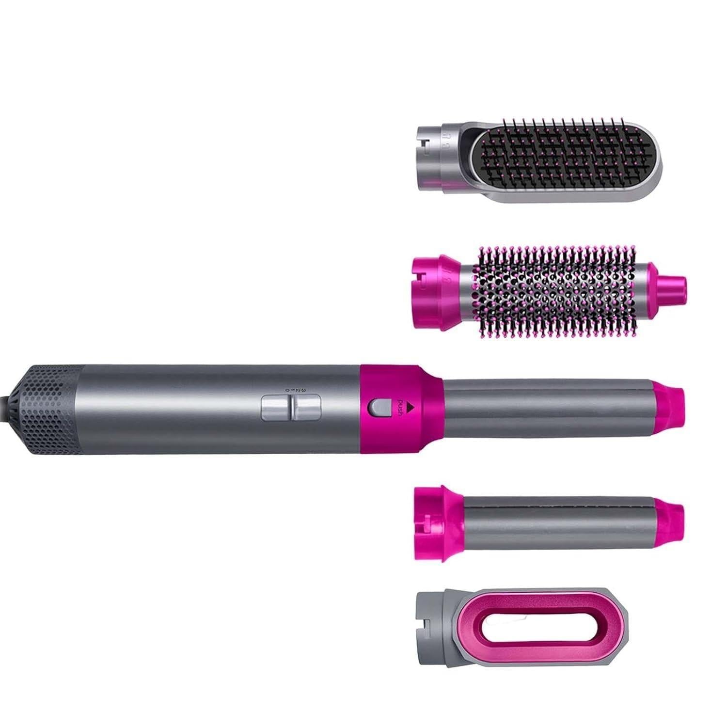 LuxeAir Pro™ Grey & Pink 5-in-1 Hair Styler & Hot Air Brush Dryer