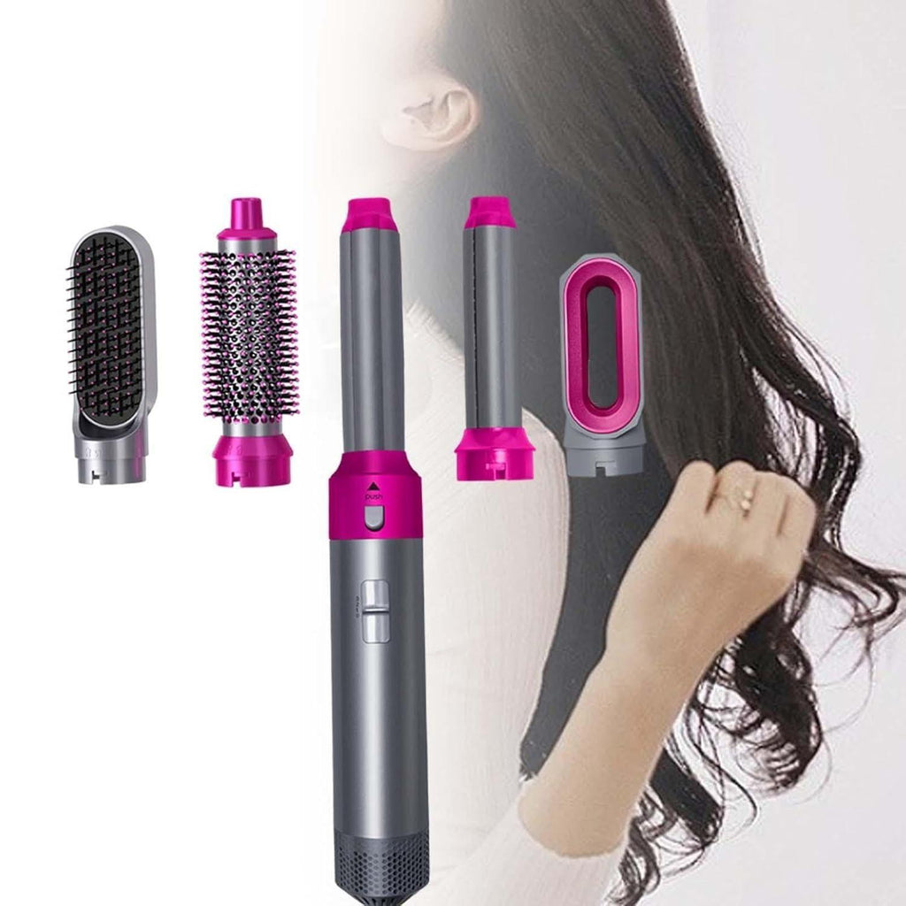 LuxeAir Pro™ Grey & Pink 5-in-1 Hair Styler & Hot Air Brush Dryer