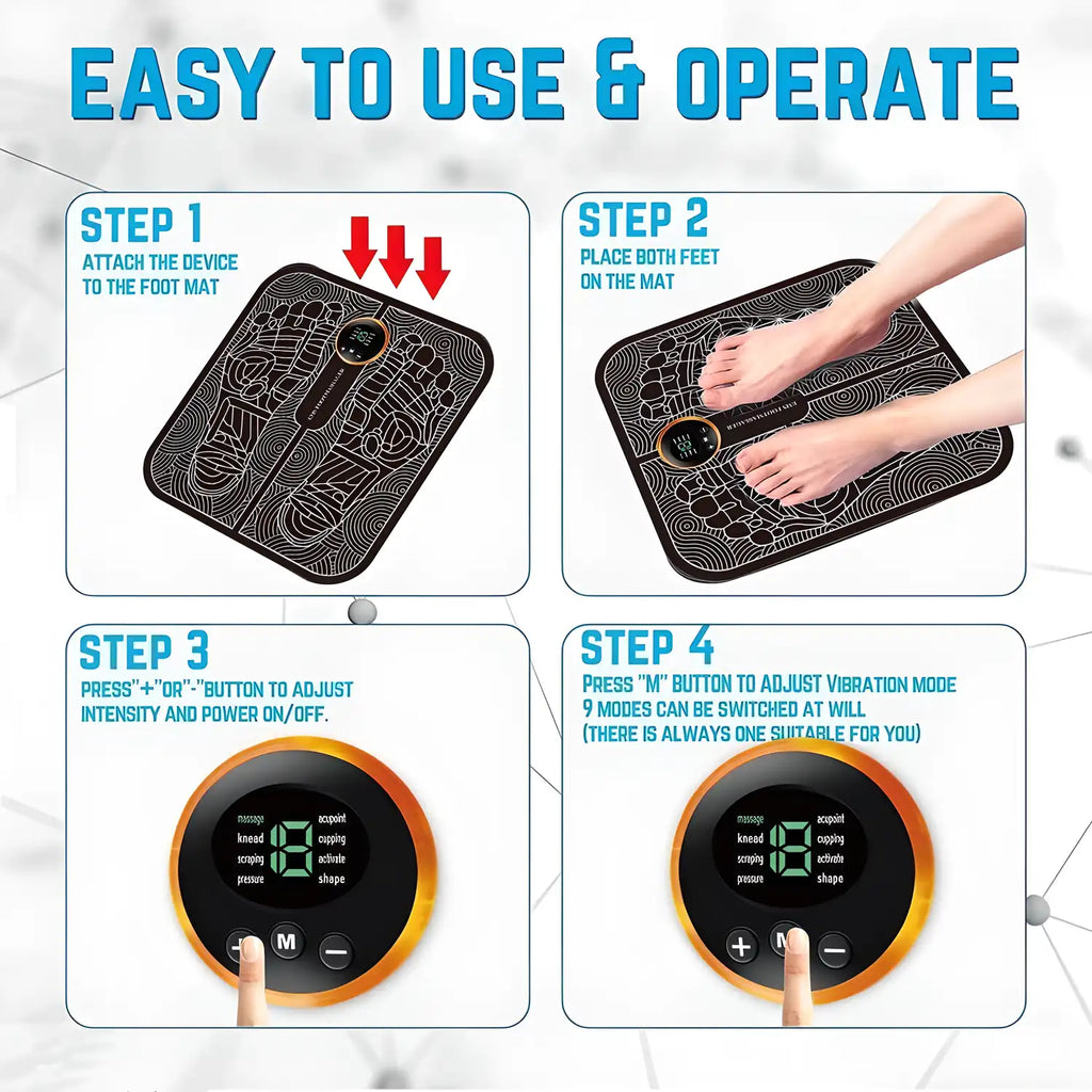 Wireless EMS Foot Massager Mat | Electric Pain Relief & Muscle Relaxation Machine