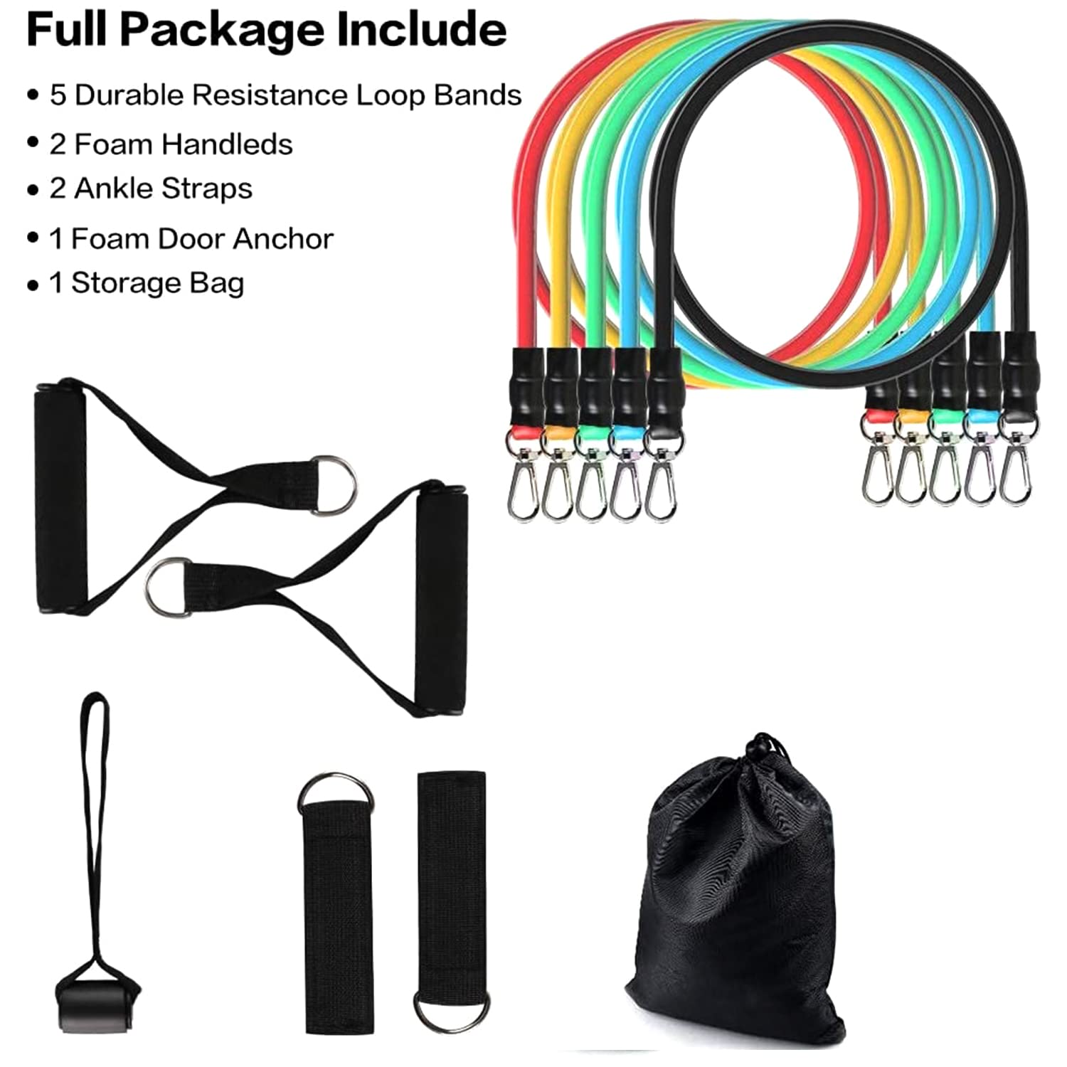 11-in-1 Premium Resistance Bands Workout Kit | Stackable Home Gym Set (Up to 110 lbs)