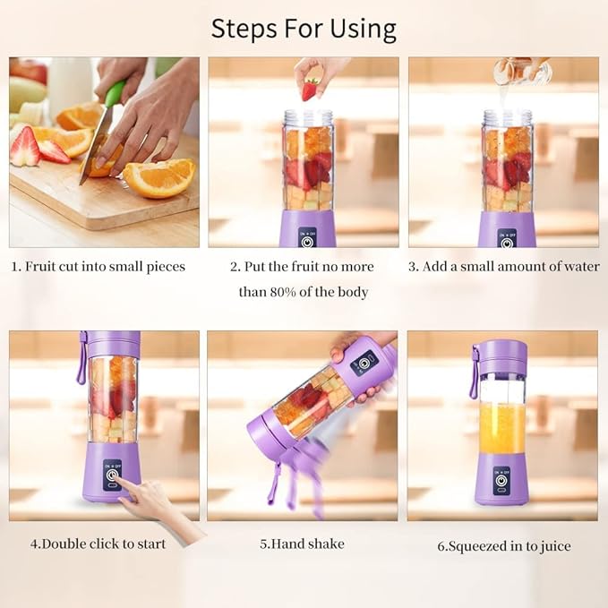 Electric Juice Maker Bottle for Travel, Gym & Office | Random Color
