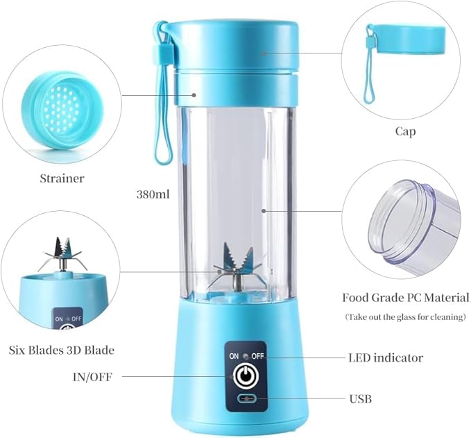 Electric Juice Maker Bottle for Travel, Gym & Office | Random Color