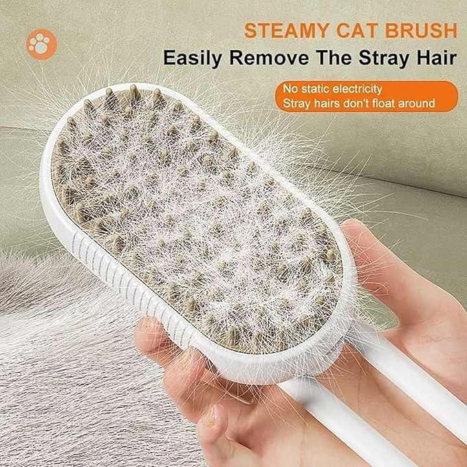 3-in-1 Steam Grooming Brush for Dogs & Cats | USB Rechargeable Pet Massage Comb