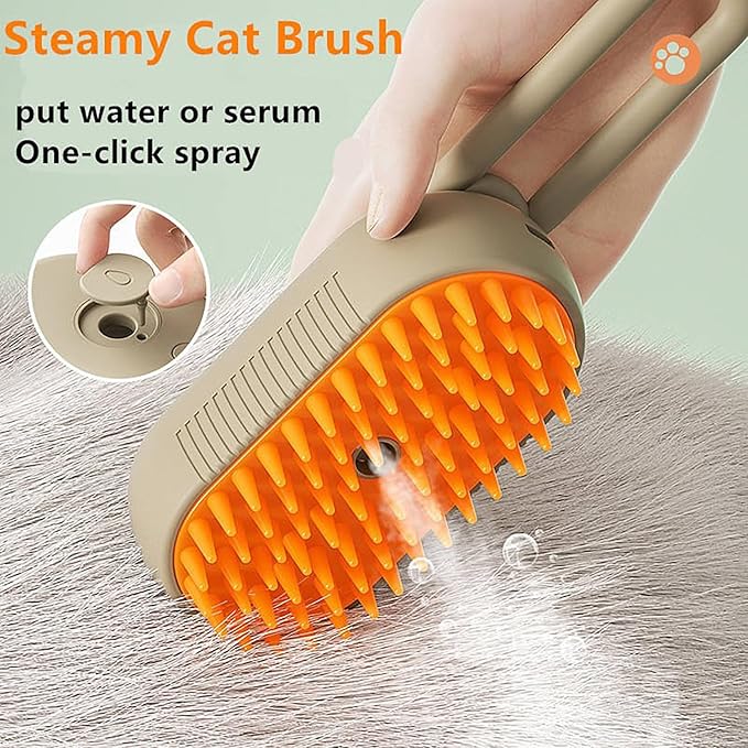 3-in-1 Steam Grooming Brush for Dogs & Cats | USB Rechargeable Pet Massage Comb