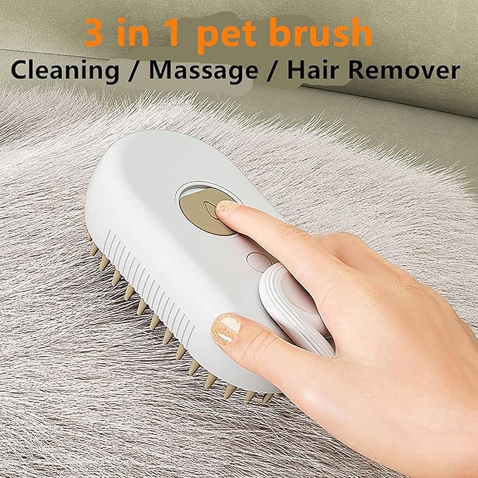 3-in-1 Steam Grooming Brush for Dogs & Cats | USB Rechargeable Pet Massage Comb