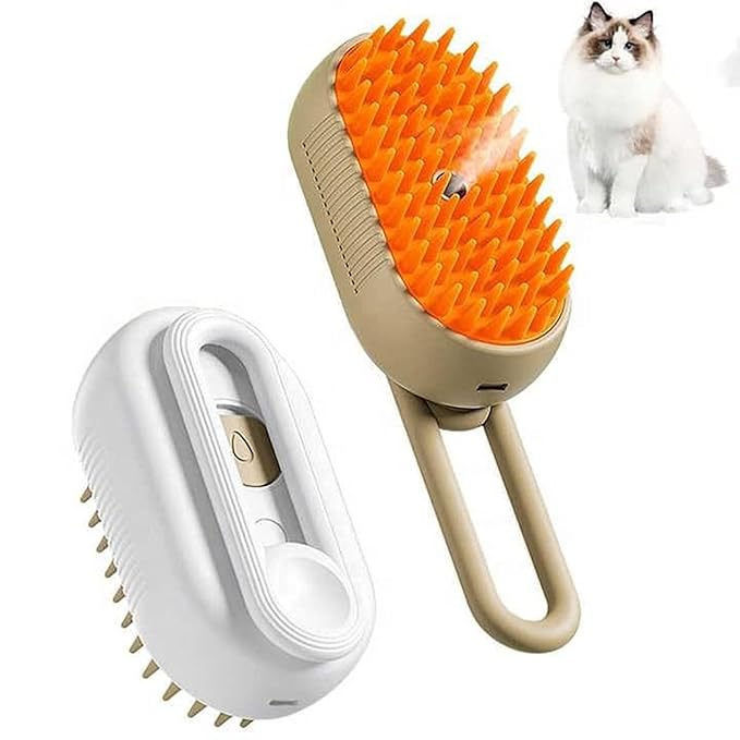 3-in-1 Steam Grooming Brush for Dogs & Cats | USB Rechargeable Pet Massage Comb