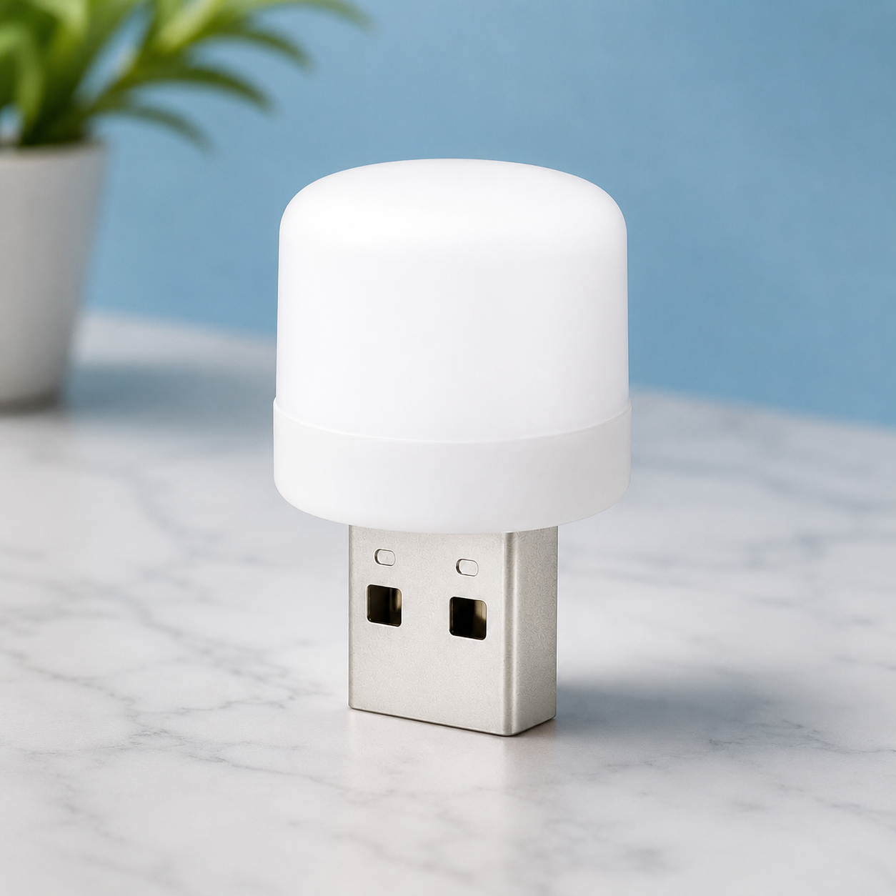 USB Mini Night Light – Portable Soft White LED Lamp