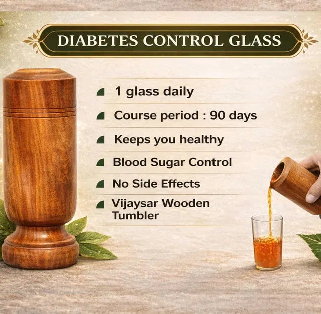 Sugar Balance™ Ayurvedic Wooden Water Glass | Natural Vijaysar Health Tumbler