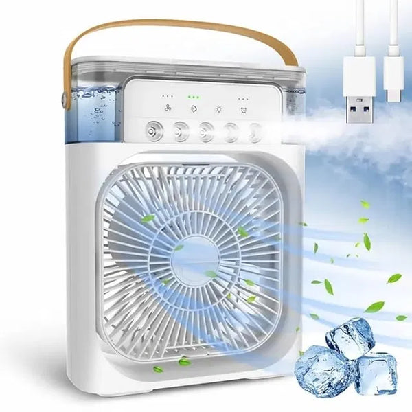 Portable Mini Air Cooler Fan with LED Light | USB Room Cooling Mist Fan